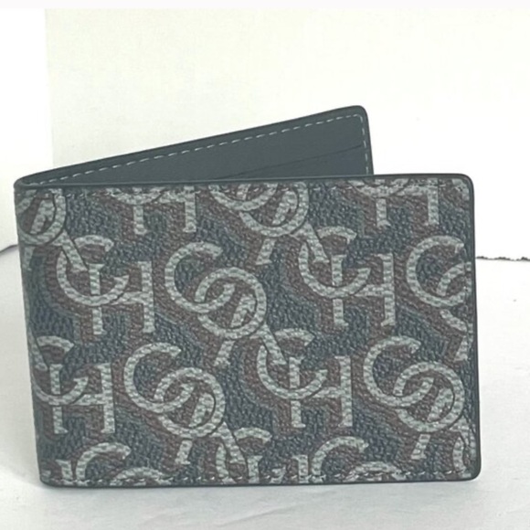 NWT Coach 3 In 1 Black Monogram Mens Wallet - Picture 3 of 7